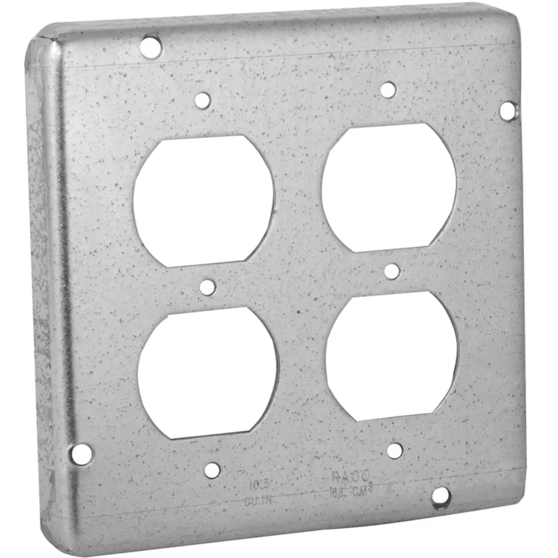 4-11/16" Square Exposed Work Cover, (2) Duplex Receptacle