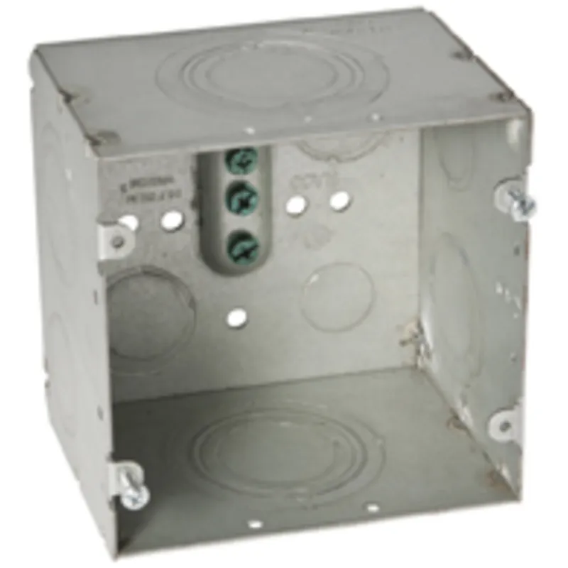 4-11/16" Square Data Box, Welded, Metallic, 3-1/4" Deep