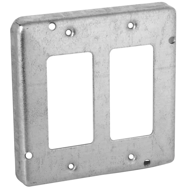 4-11/16" Square Exposed Work Cover, (2) GFCI/Decorator Receptacle