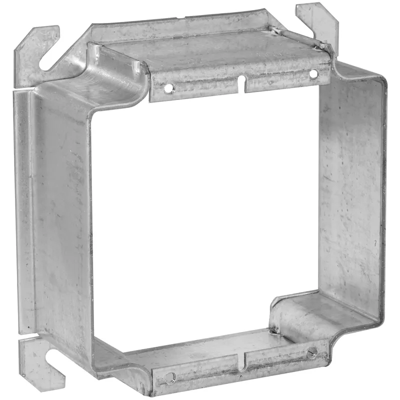 4" Square Cover, 2-Device, Mud Ring, 1-1/2" Raised, Welded