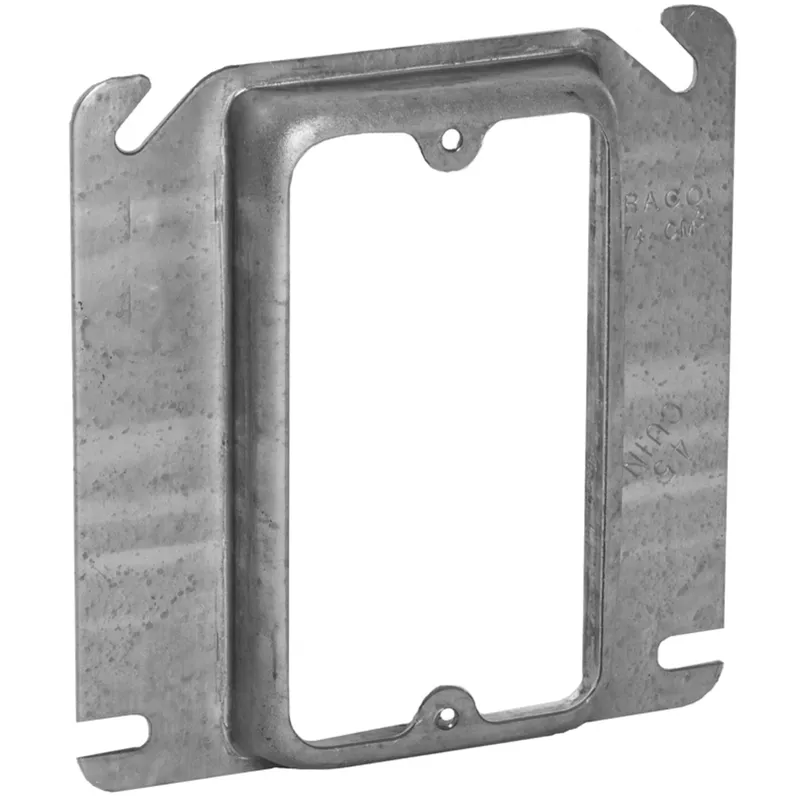 4" Square Cover, 1-Device, Mud Ring, 5/8" Raised, Drawn