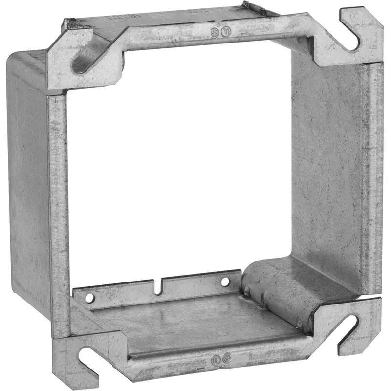 4" Square Cover, 2-Device, Mud Ring, 2" Raised, Metallic