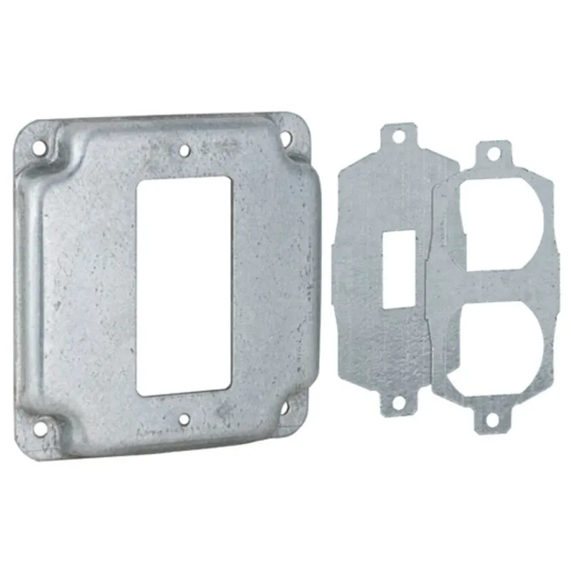 4" Square Exposed Work Cover, Universal With Insert Plates, Steel