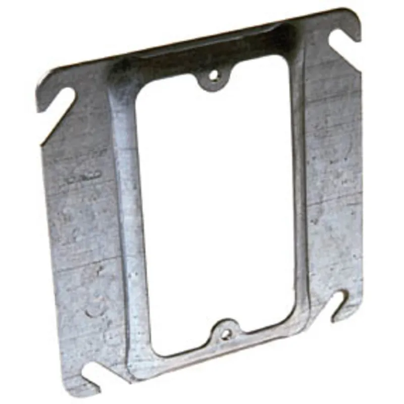 4" Square Cover, 1-Device, Mud Ring, 1/2" Raised, Drawn, Metallic