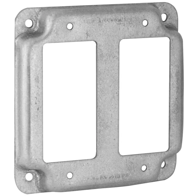4" Square Exposed Work Cover, (2) Decorator/GFCI