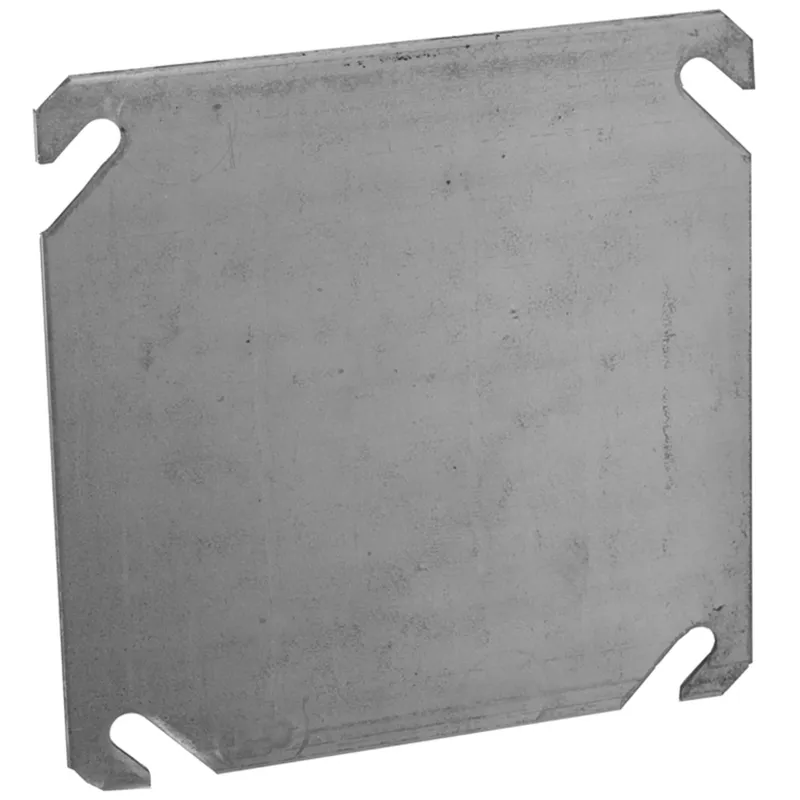 4" Square Cover, 0-Device, Cover, No Raise, Drawn, Metallic