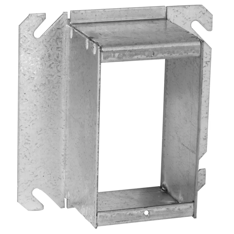 4" Square Cover, 1-Device, Mud Ring, 2" Raised, Welded, Metallic