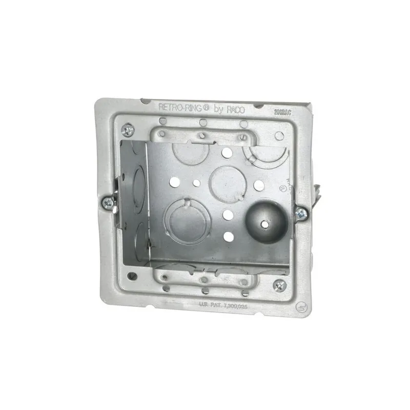 4" Square Box, Welded, 2-1/8" Depth, 1/2 and 3/4" Knockouts, Steel