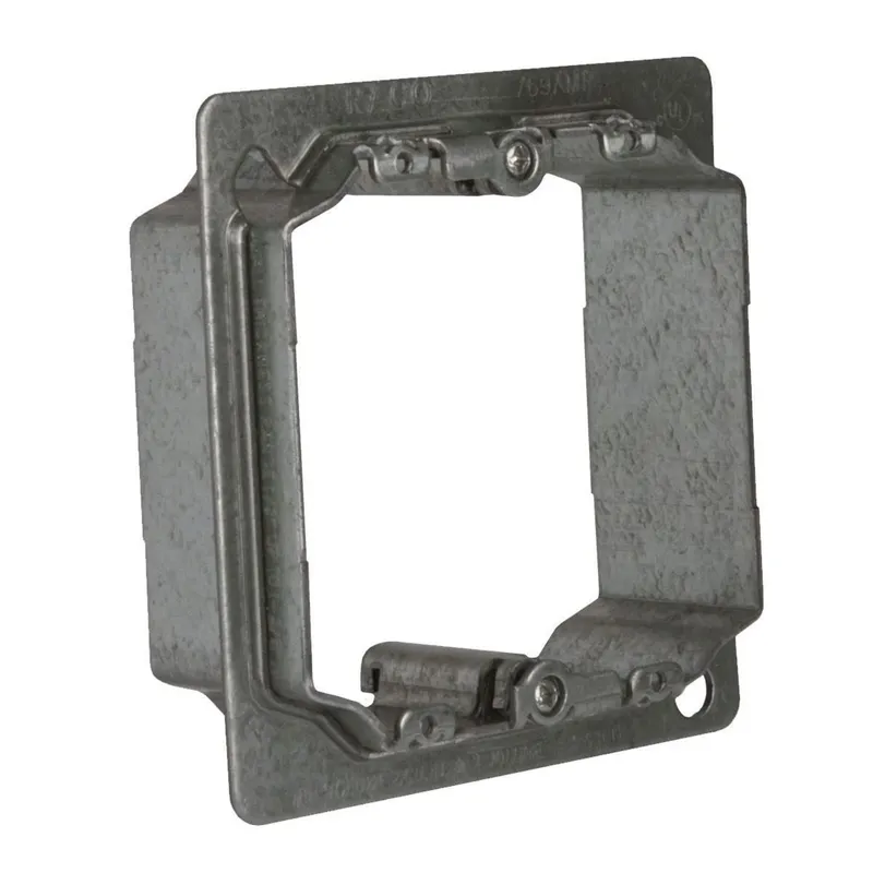 4" Square Adjustable Device Ring, 2 Gang, Steel
