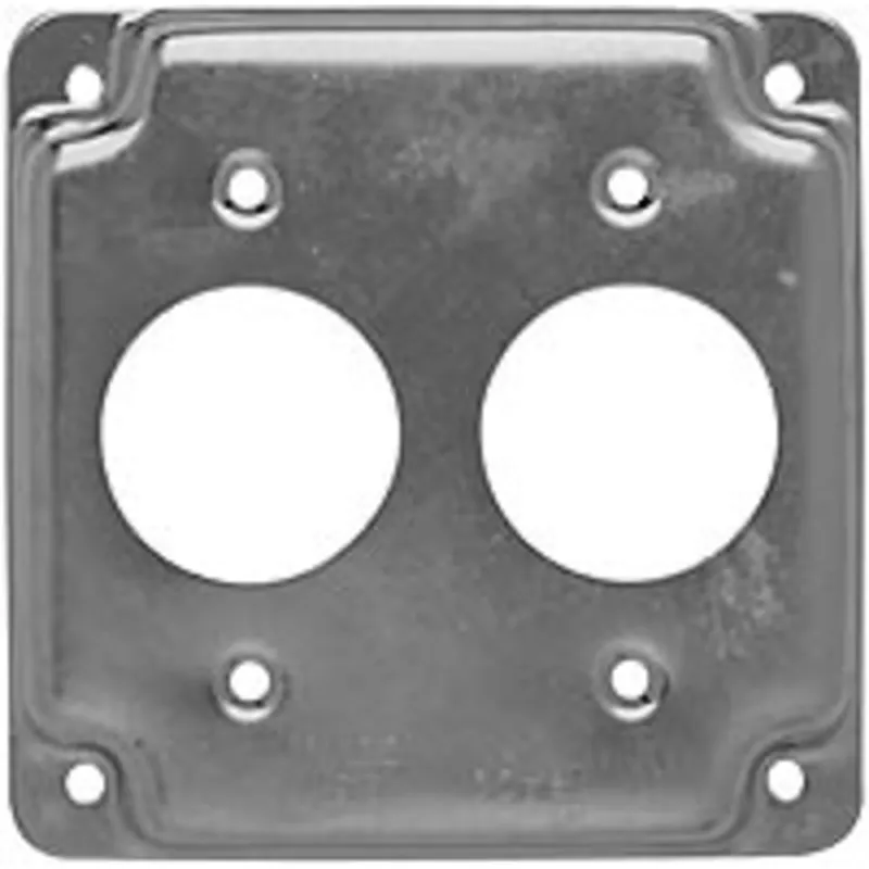 4" Square Exposed Work Cover, (2) Single Receptacles