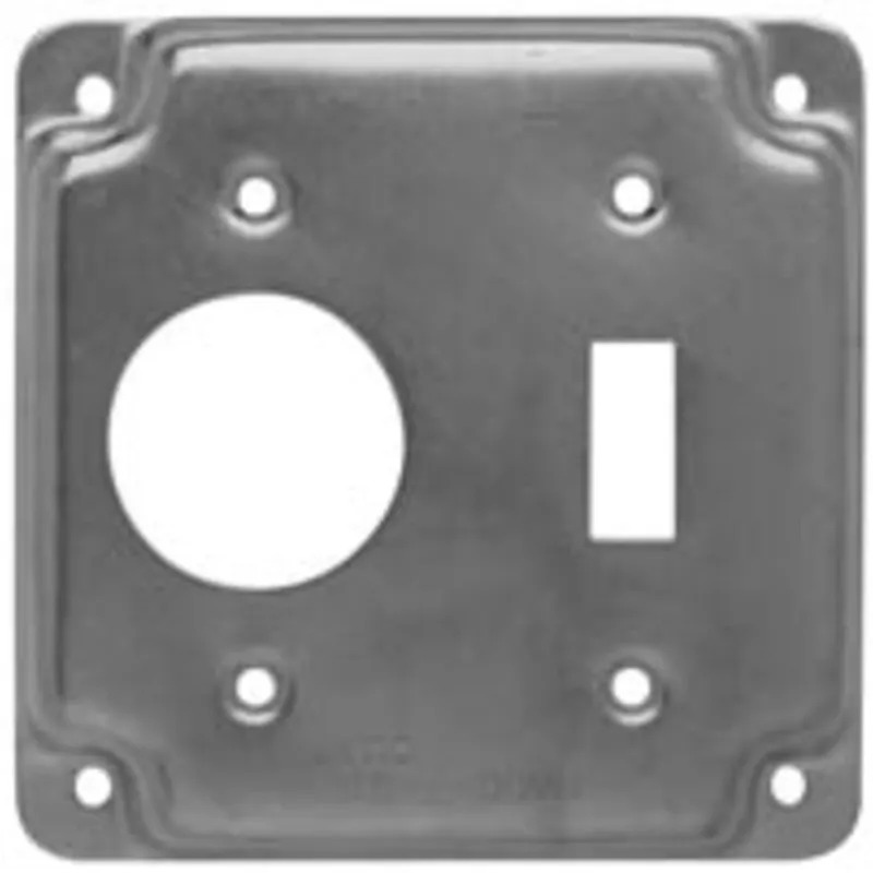 4" Square Exposed Work Cover, (1) Toggle, (1) Single Receptacle