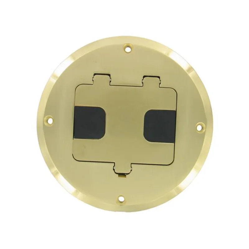 Floor Box Assembly, Round Brass Plated, Aluminum Cover