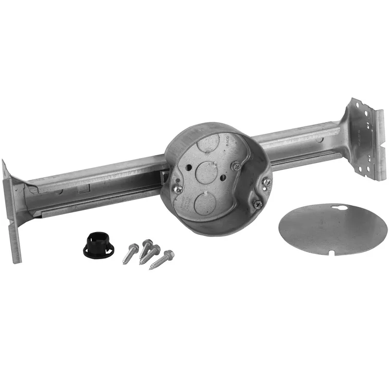 4" Octagon Ceiling Box with Hanger, 1-1/2" Deep, KOs, Metallic