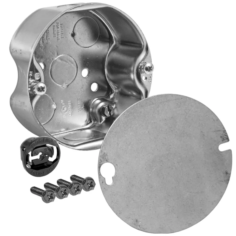 4" Octagon Ceiling Box, 1-1/2" Deep, KOs, Metallic