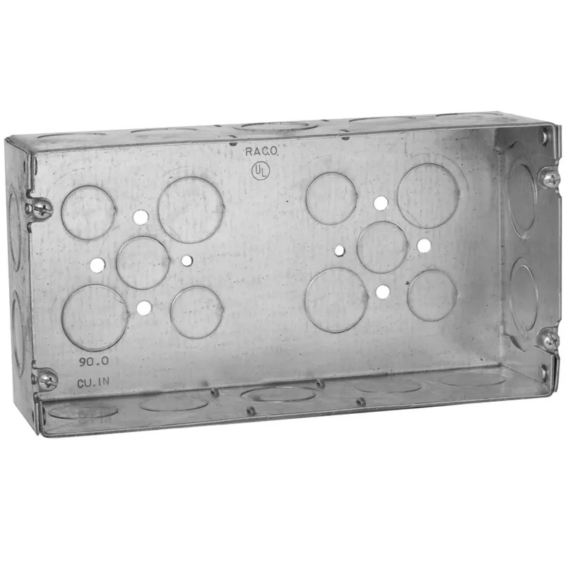 Gang Box, 3-Gang, 2-1/2" Deep, 1/2" & 3/4" KOs, Welded, Metallic