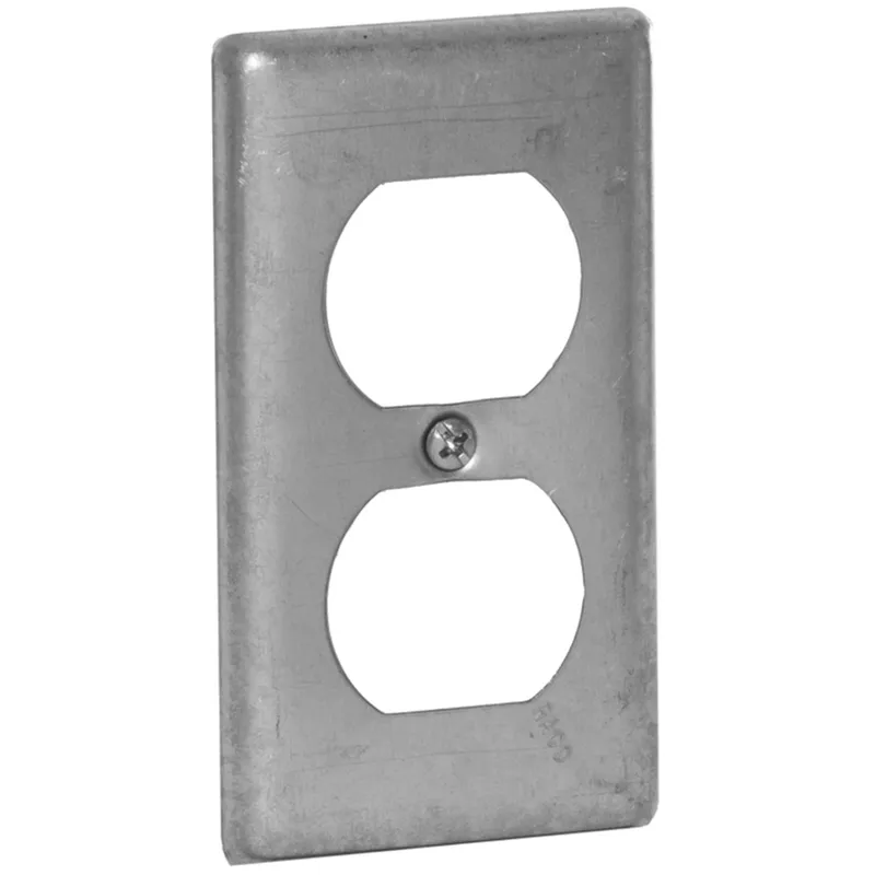 Handy Box Cover, Type: (1) Duplex Receptacle, Drawn, Metallic