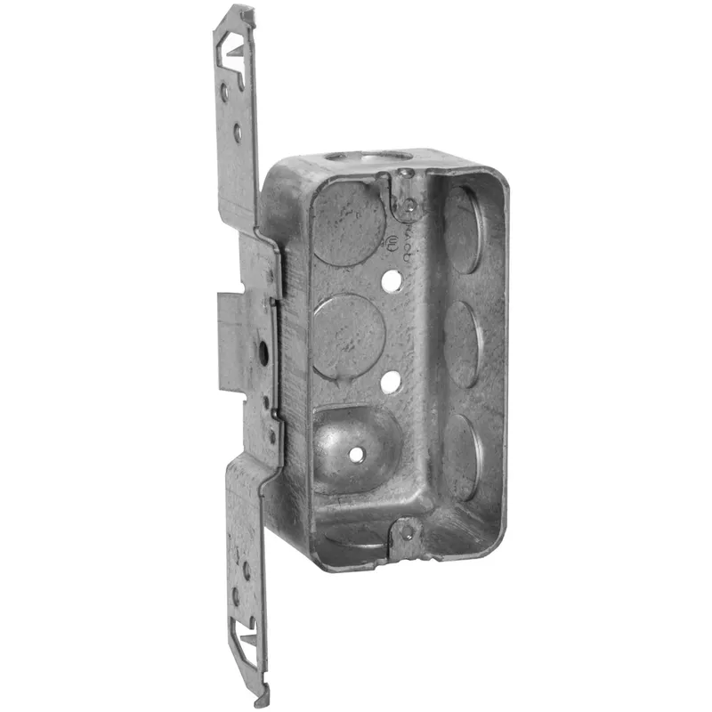Handy Box, Depth: 1-7/8", 1/2" KOs, Vertical Bracket, Drawn, Metallic