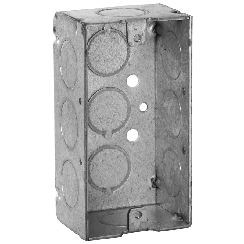 Handy Box, 1-1/2" Deep, 1/2" KOs, Welded, Metallic