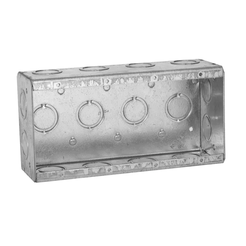 Masonry Box, 4-Gang, 2-1/2" Deep, 1/2 " & 3/4" KOs, Metallic