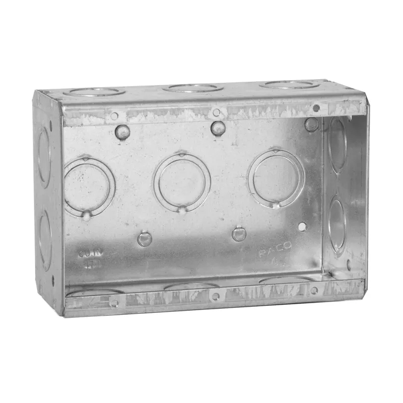 Masonry Box, 3-Gang, 2-1/2" Deep, 1/2 " & 3/4" KOs, Metallic
