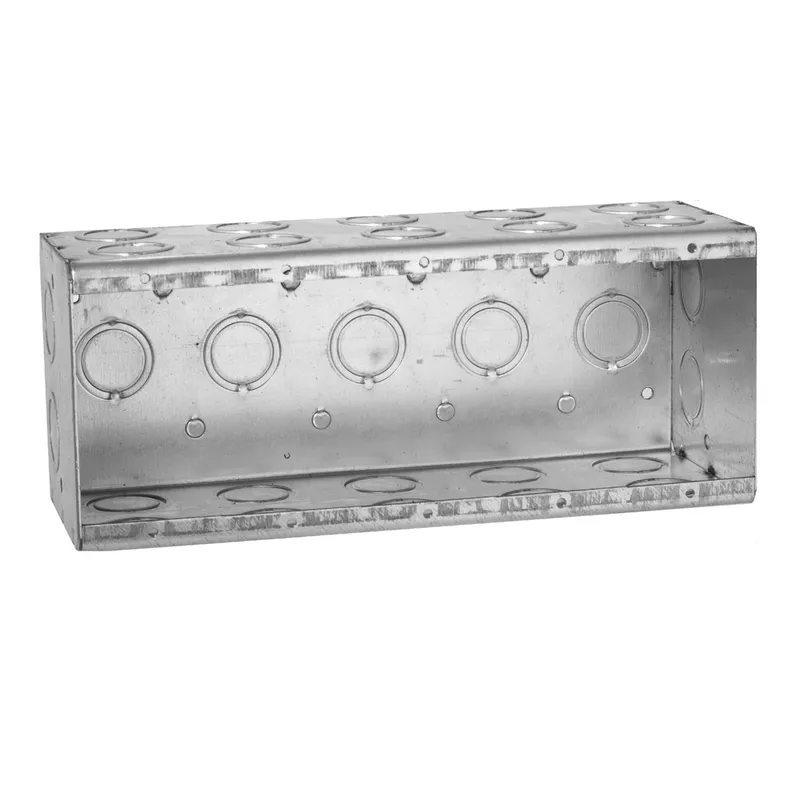 Masonry Box, 5-Gang, 3-1/2" Deep, 1/2 " & 3/4" KOs, Metallic