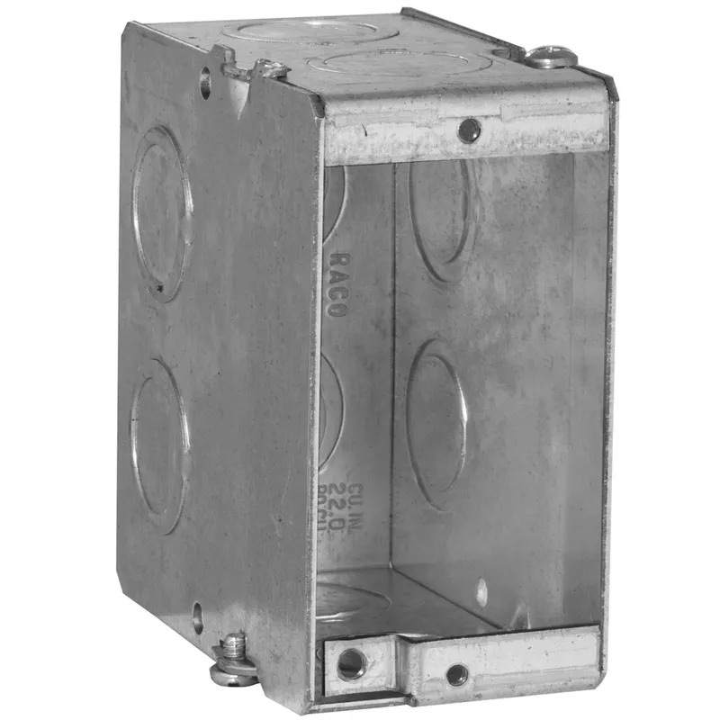 Masonry Box, 1-Gang, 3-1/2" Deep, 1/2 " & 3/4" KOs, Metallic