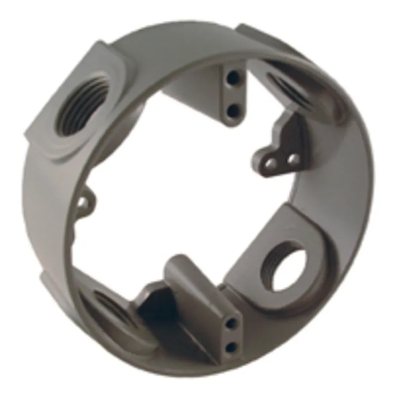 Weatherproof Box Extension, 4" Diameter, (4) 1/2" Outlets, 1-1/2" Deep, Aluminum Die Cast