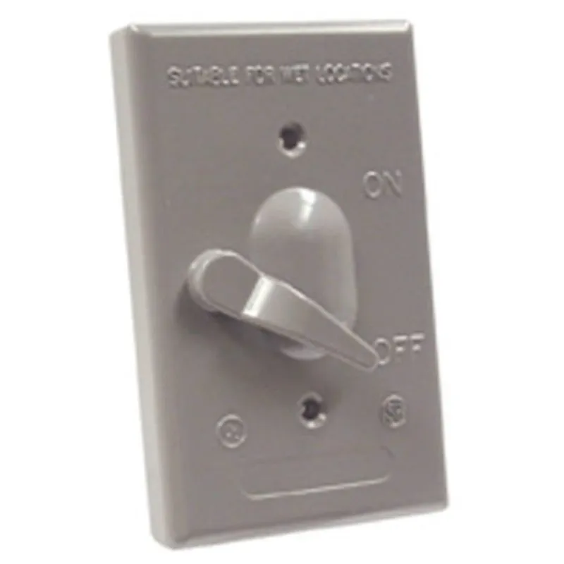 Weatherproof Cover, 1-Gang, Toggle Switch, Vertical, Aluminum, Gray