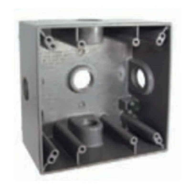 Weatherproof Box, 2 Gang, (5) 1/2" Outlets, 2" Deep, Aluminum Die Cast