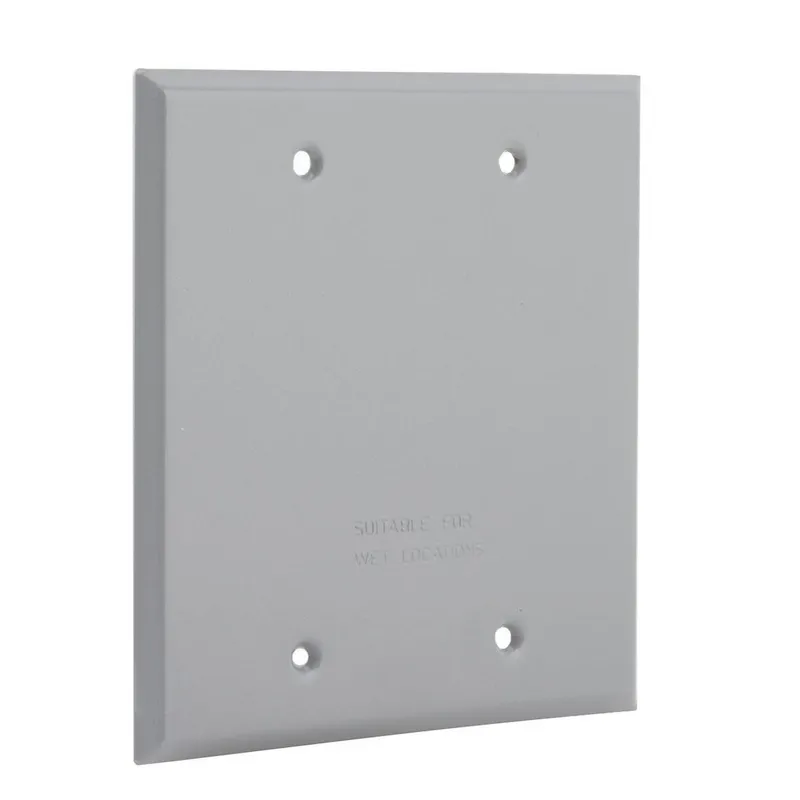 Weatherproof Cover, 2-Gang, Blank, Aluminum, Gray