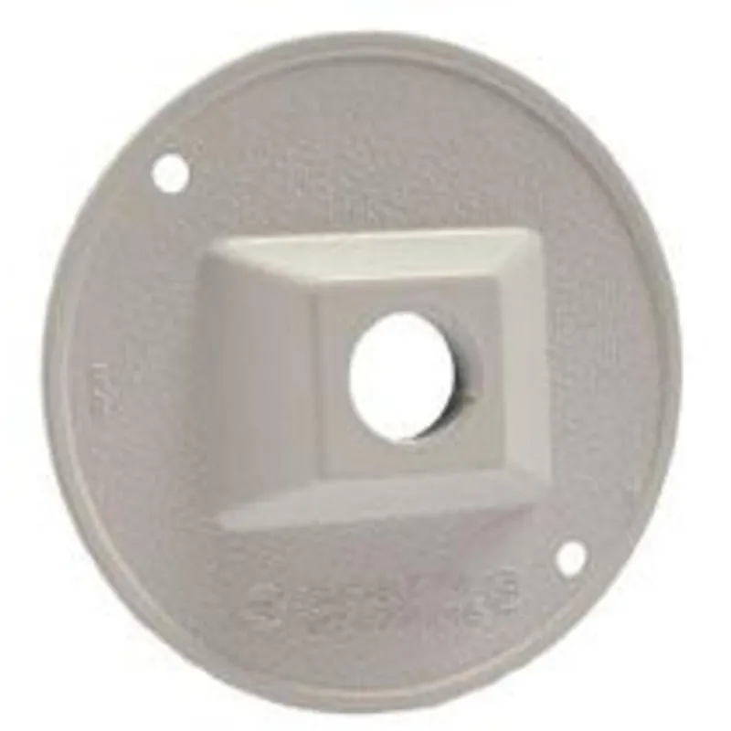 Weatherproof Cover, Round, (1) 1/2" Outlet, 4.125" Diameter, Die-Cast Aluminum, White