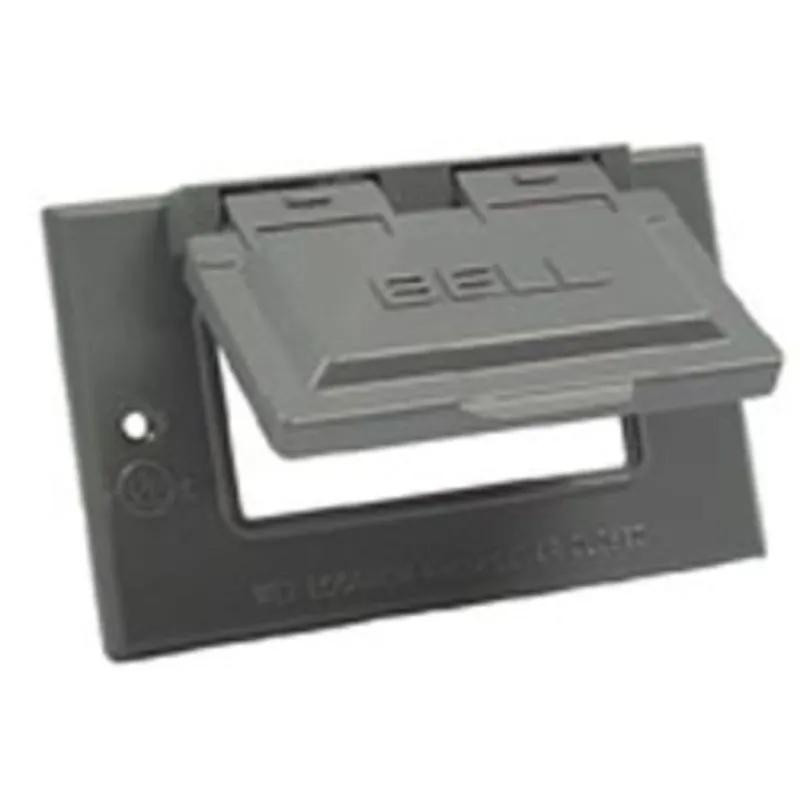 Weatherproof Cover, 1-Gang, GFCI, Horizontal, Aluminum, Gray