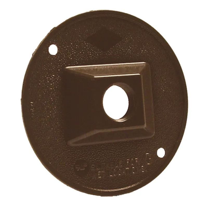 Weatherproof Cover, Round, (1) 1/2" Outlet, 4.125" Diameter, Die-Cast Aluminum, Bronze
