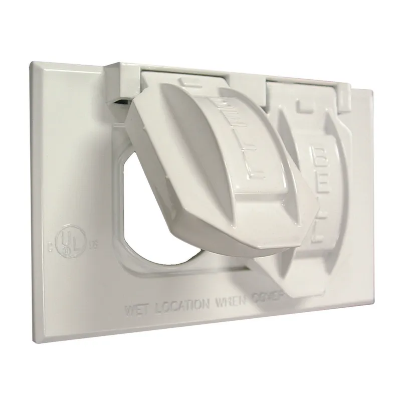 Weatherproof Cover, 1-Gang, Duplex, Horizontal, Aluminum, White