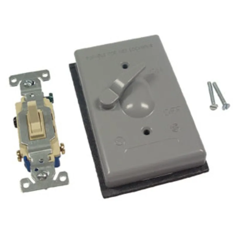 Weatherproof Cover, 1-Gang, Toggle Switch, Vertical, Aluminum, Gray