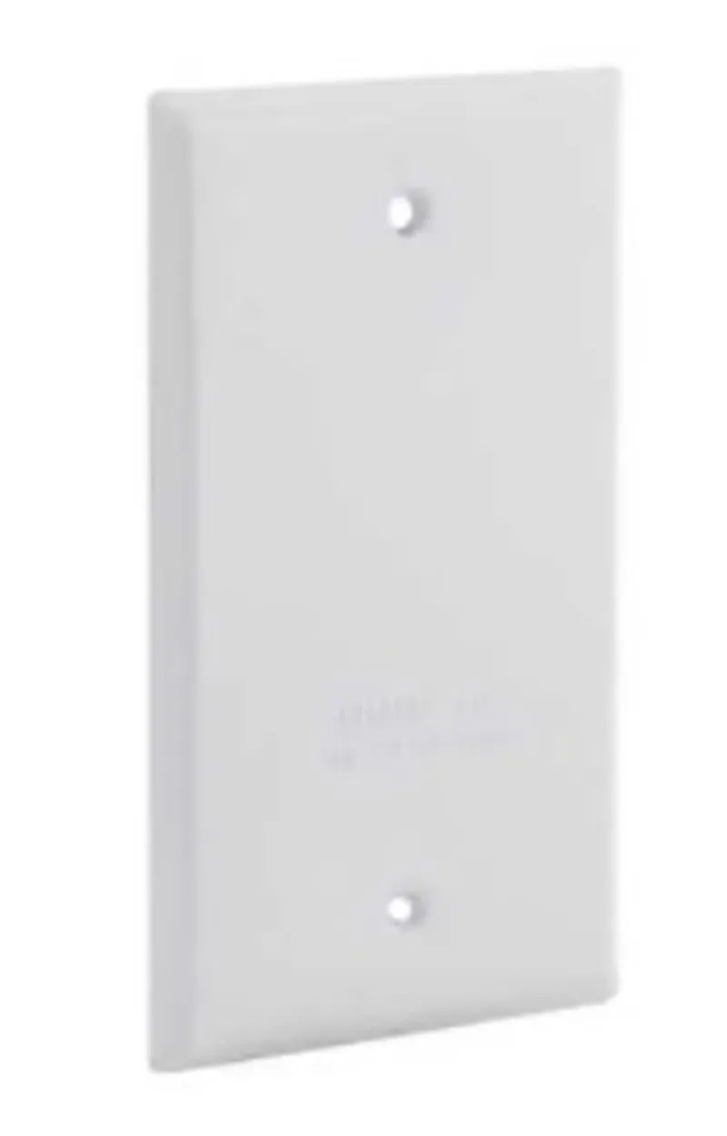Weatherproof Cover, 1-Gang, Blank, Aluminum, White
