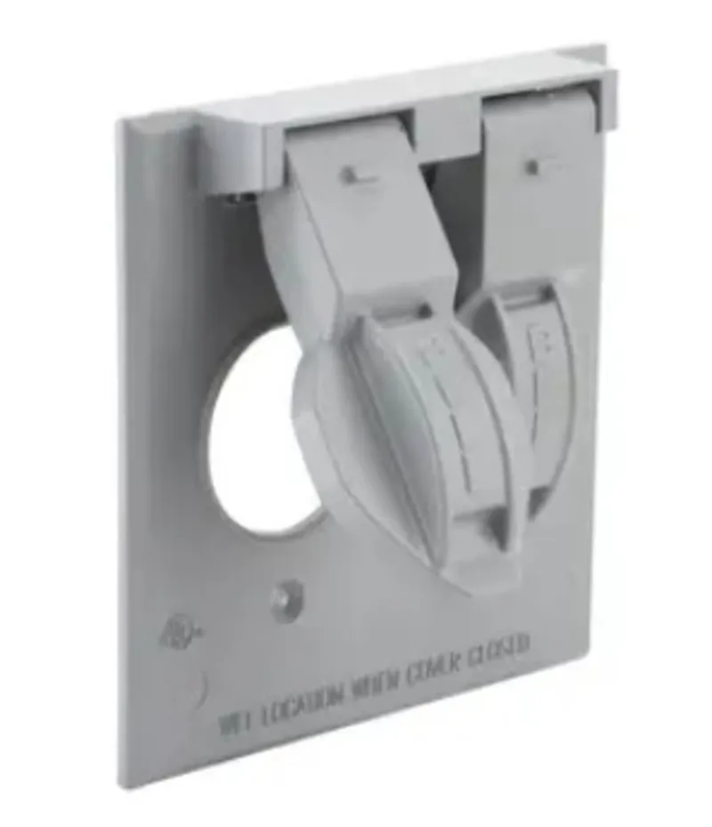 Weatherproof Cover, 2-Gang, (2) Single Receptacle, Vertical, Aluminum, Gray