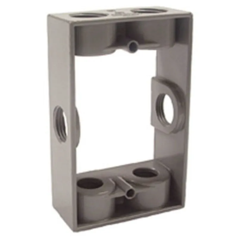 Weatherproof Box Extension, 1 Gang, (6) 1/2" Outlets, 1-1/2" Deep, Aluminum Die Cast
