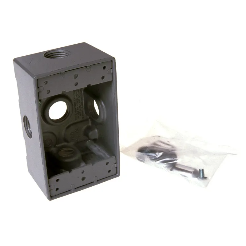 Weatherproof Box, 1 Gang, (5) 1/2" Outlets, 2" Deep, Aluminum Die Cast