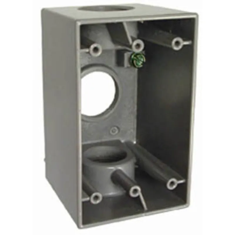 Weatherproof Box, 1 Gang, (3) 1" Outlets, 2-5/8" Deep, Aluminum Die Cast