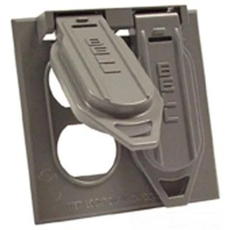 Weatherproof Cover, 2-Gang, (2) Duplex, Vertical, Aluminum, Gray