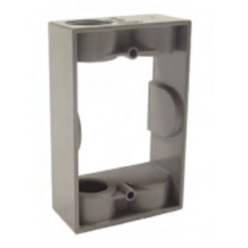Weatherproof Box Extension, 1 Gang, (2) 1/2" Outlets, 1-1/2" Deep, Aluminum Die Cast