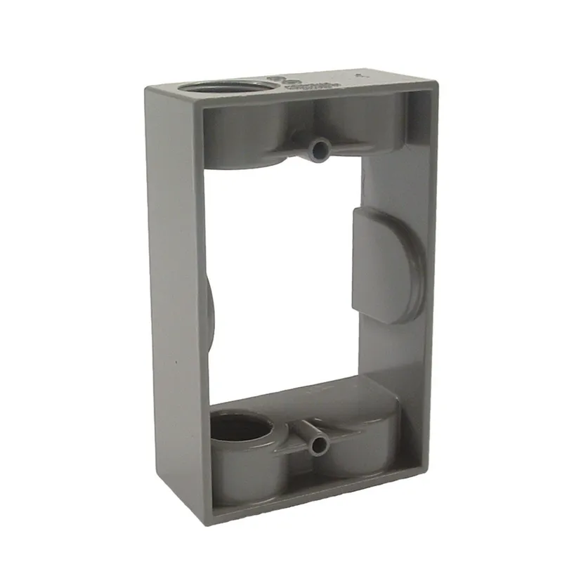 Weatherproof Box Extension, 1 Gang, (2) 3/4" Outlets, 1-1/2" Deep, Aluminum Die Cast