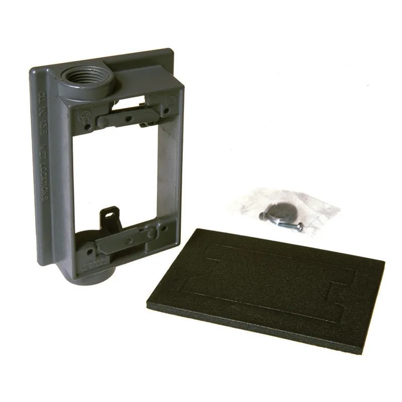 Weatherproof Box Extension, 1 Gang, (2) 1/2" Outlets, 1-1/2" Deep, Aluminum Die Cast