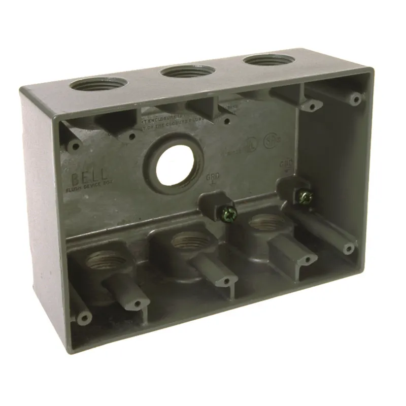 Weatherproof Box, 3 Gang, (7) 3/4" Outlets, 2-5/8" Deep, Aluminum Die Cast
