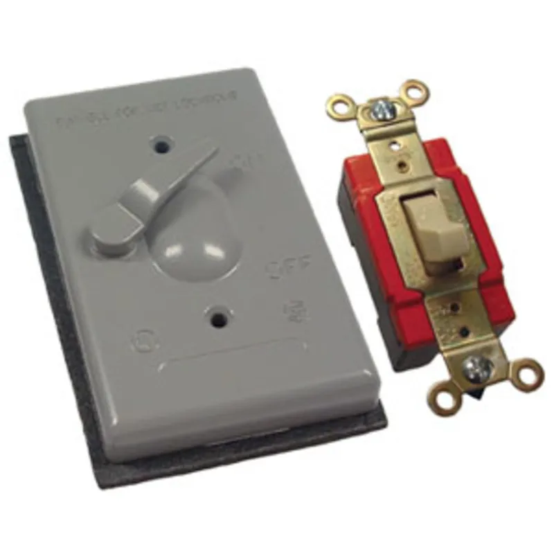 Weatherproof Cover, 1-Gang, Toggle Switch, Vertical, Aluminum, Gray