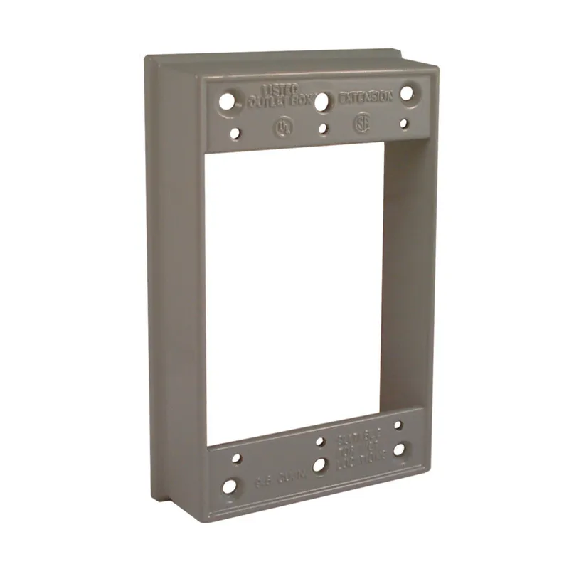 Weatherproof Box Extension, 1 Gang, No Outlets, 1" Deep, Aluminum Die Cast