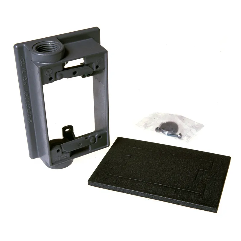 Weatherproof Box Extension, 1 Gang, (2) 3/4" Outlets, 1-1/2" Deep, Aluminum Die Cast