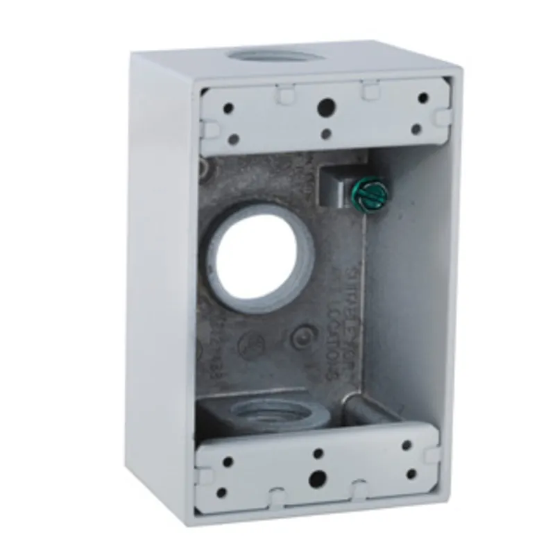 Weatherproof Box, 1 Gang, (3) 3/4" Outlets, 2" Deep, Aluminum Die Cast, White