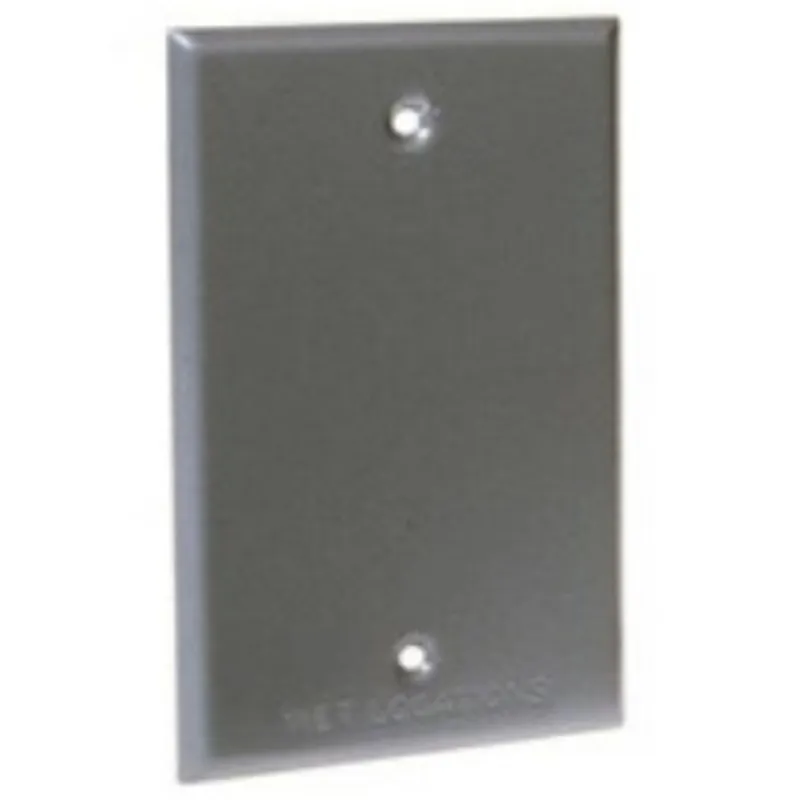 Weatherproof Cover, 1-Gang, Blank, Aluminum, Gray